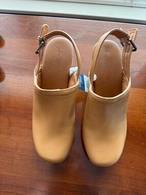 a new day Tan Leather Slingback Clogs